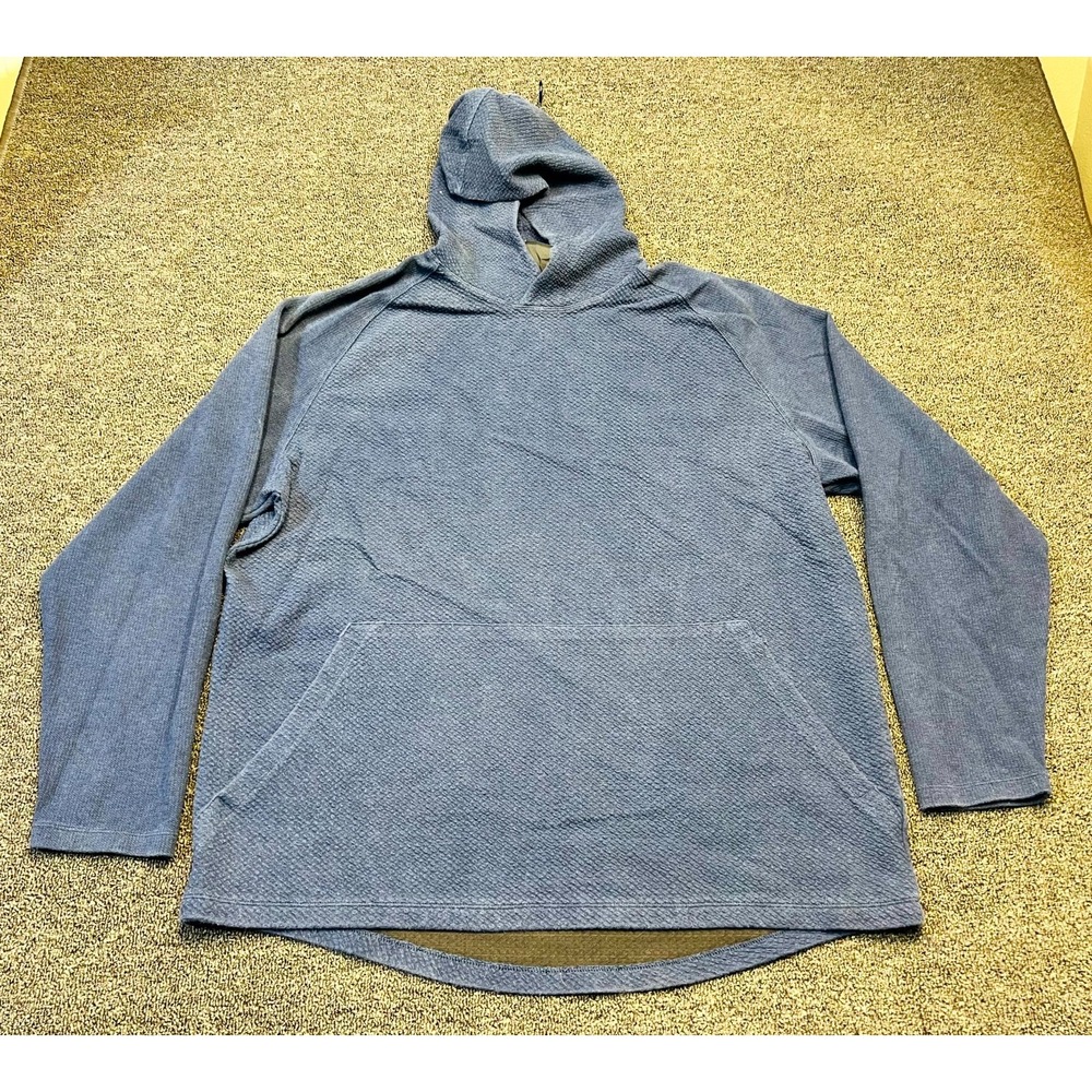 Russell Intellifresh Athletic Shirt Men XL 46-48 Navy Stretch Waffle Knit Hooded